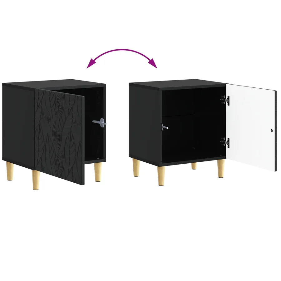 Table de chevet 2 pcs Noir 43 x 34,5 x 50 cm Bois d'ingénierie - 11