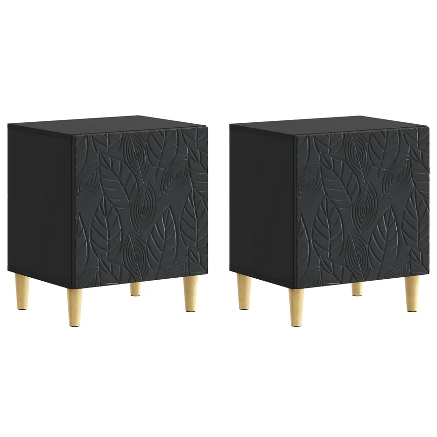 Table de chevet 2 pcs Noir 43 x 34,5 x 50 cm Bois d'ingénierie - 2