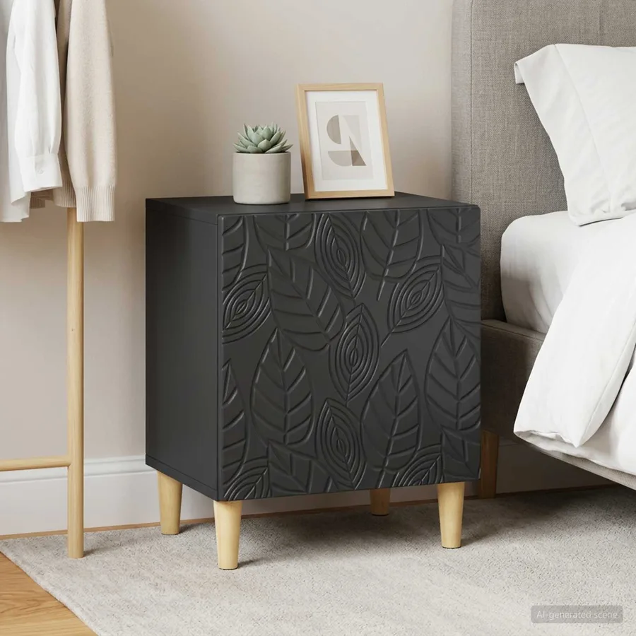 Table de chevet 2 pcs Noir 43 x 34,5 x 50 cm Bois d'ingénierie - 3