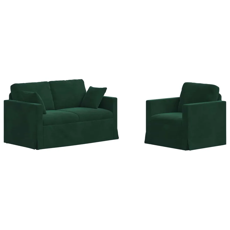 Ensemble de Canapés 2 pcs Vert foncé 138 x 78 x 80 cm Velours - 2