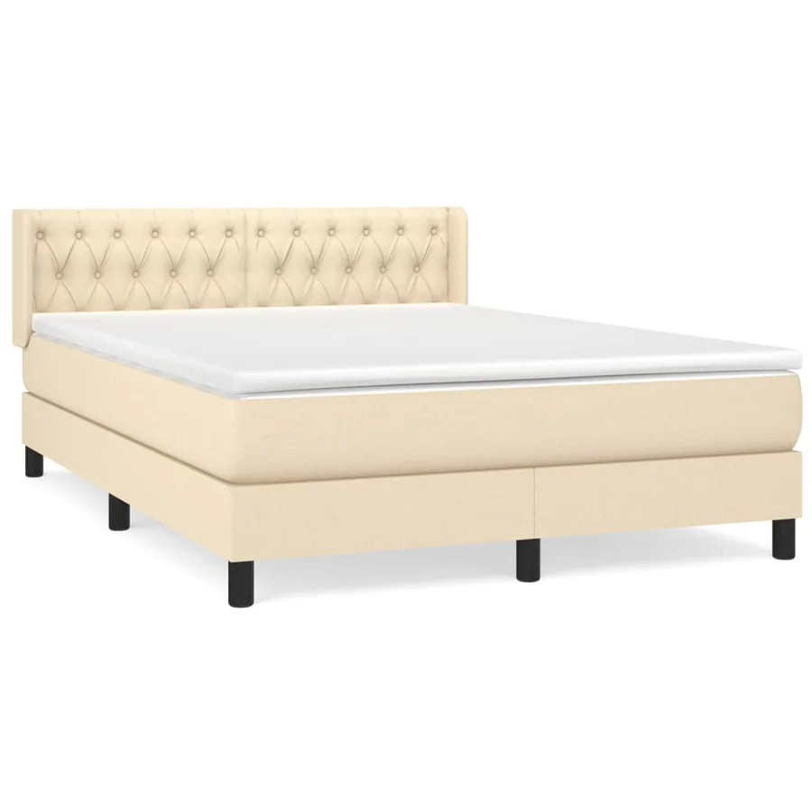 Sommier à lattes de lit avec matelas Crème 140x190 cm Tissu - 2