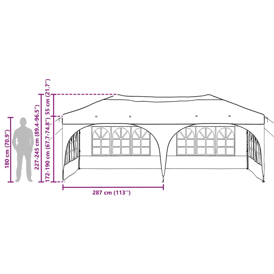 Tente de fête pop-up 575 x 288 x 245 cm Terre cuite - 18