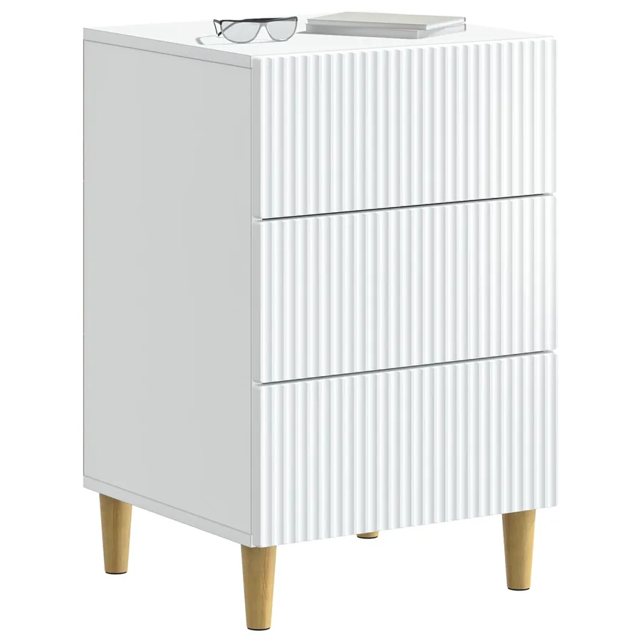 Cabinet de chevet Blanc 43 x 41 x 66,5 cm Bois d'ingénierie - 3