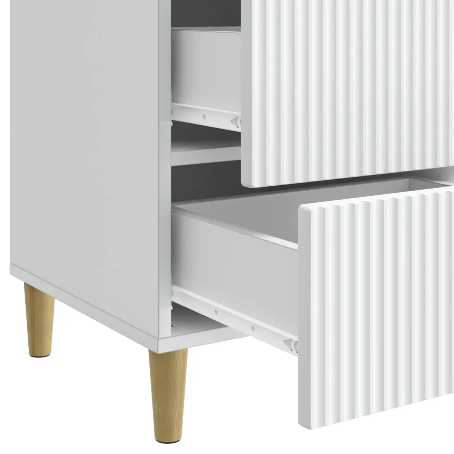 Cabinet de chevet Blanc 43 x 41 x 66,5 cm Bois d'ingénierie - 9