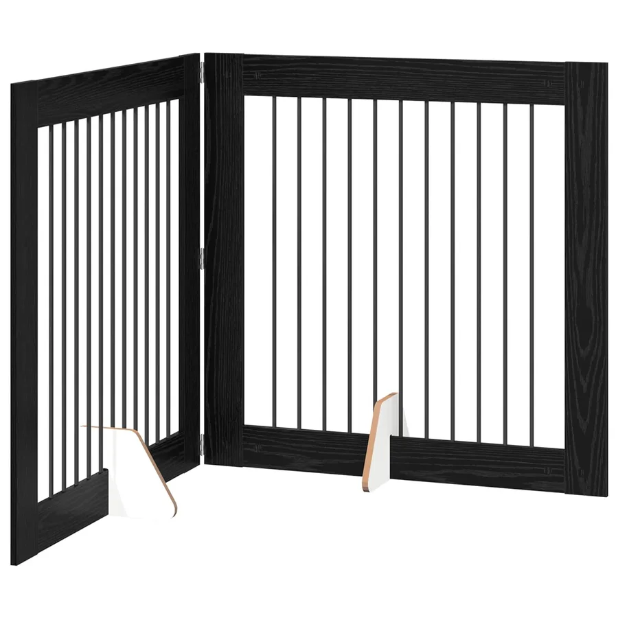 Porte de chien pliable avec supports 2 pcs Chêne noir 200,5 cm - 2