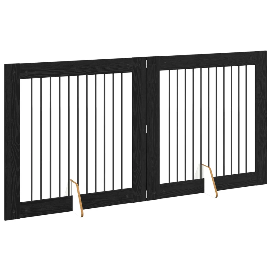 Porte de chien pliable avec supports 2 pcs Chêne noir 200,5 cm - 3