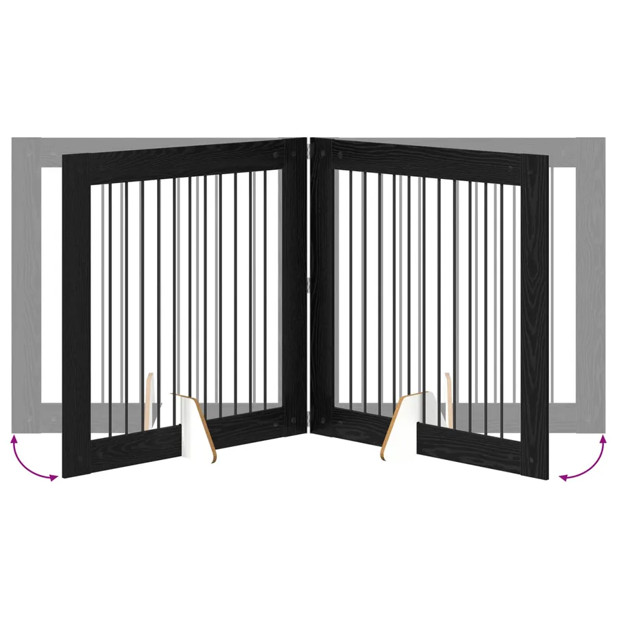 Porte de chien pliable avec supports 2 pcs Chêne noir 200,5 cm - 7