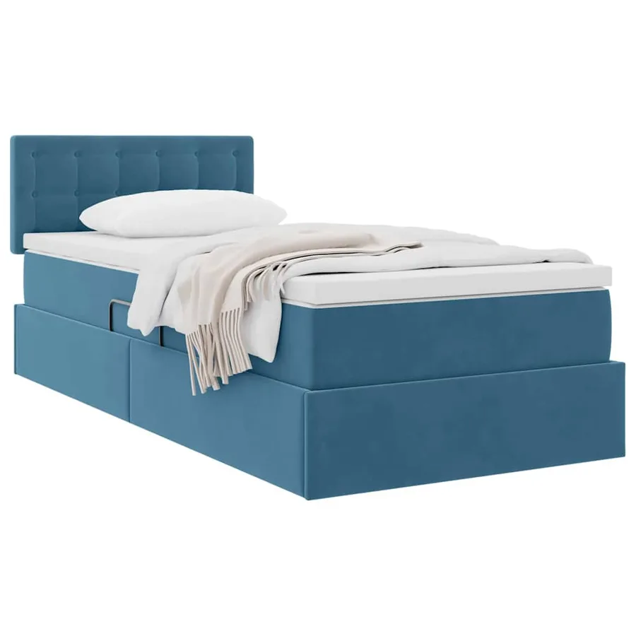 Lit de Rangement avec matelas Bleu foncé 90 x 200 cm Velours - 3