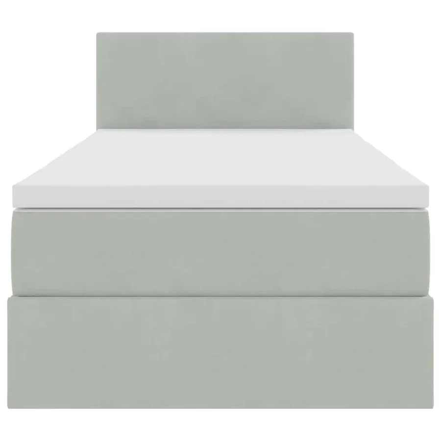 Lit de Rangement avec matelas Gris clair 100 x 200 cm Velours - 7