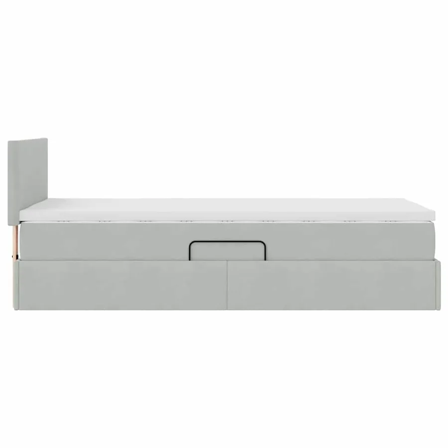 Lit de Rangement avec matelas Gris clair 100 x 200 cm Velours - 8