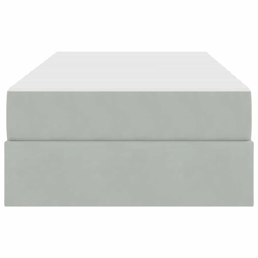 Lit avec rangement et matelas Gris clair 100 x 200 cm Velours - 6