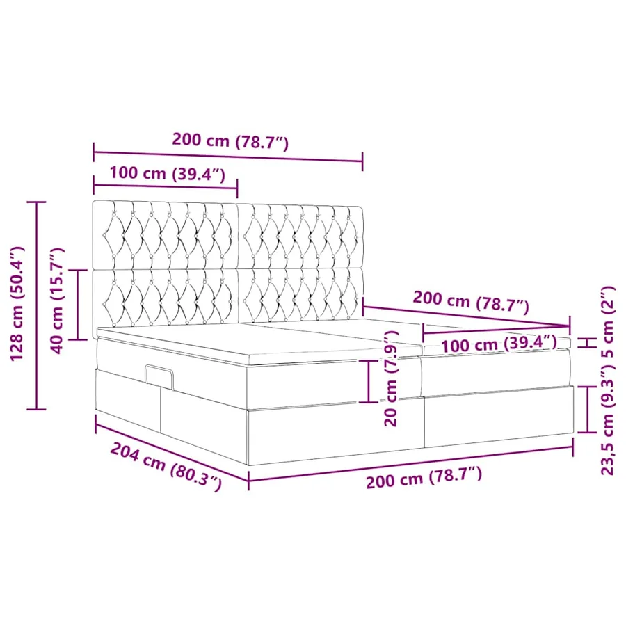 Lit de rangement LED avec matelas Gris clair 200 x 200 cm - 18