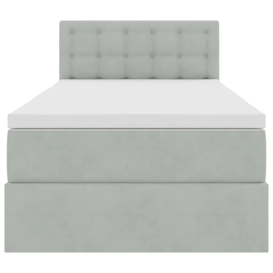 Lit de Rangement avec matelas Gris clair 100 x 200 cm Velours - 7