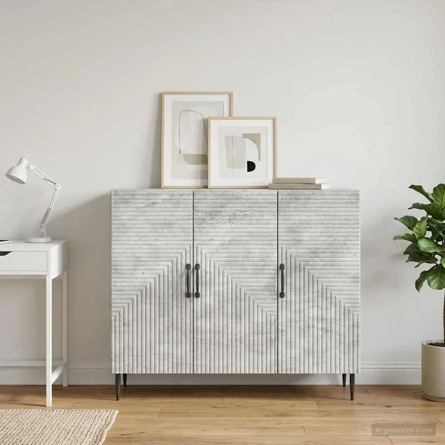 Buffet Gris béton 89 x 34,5 x 80 cm Bois d'ingénierie
