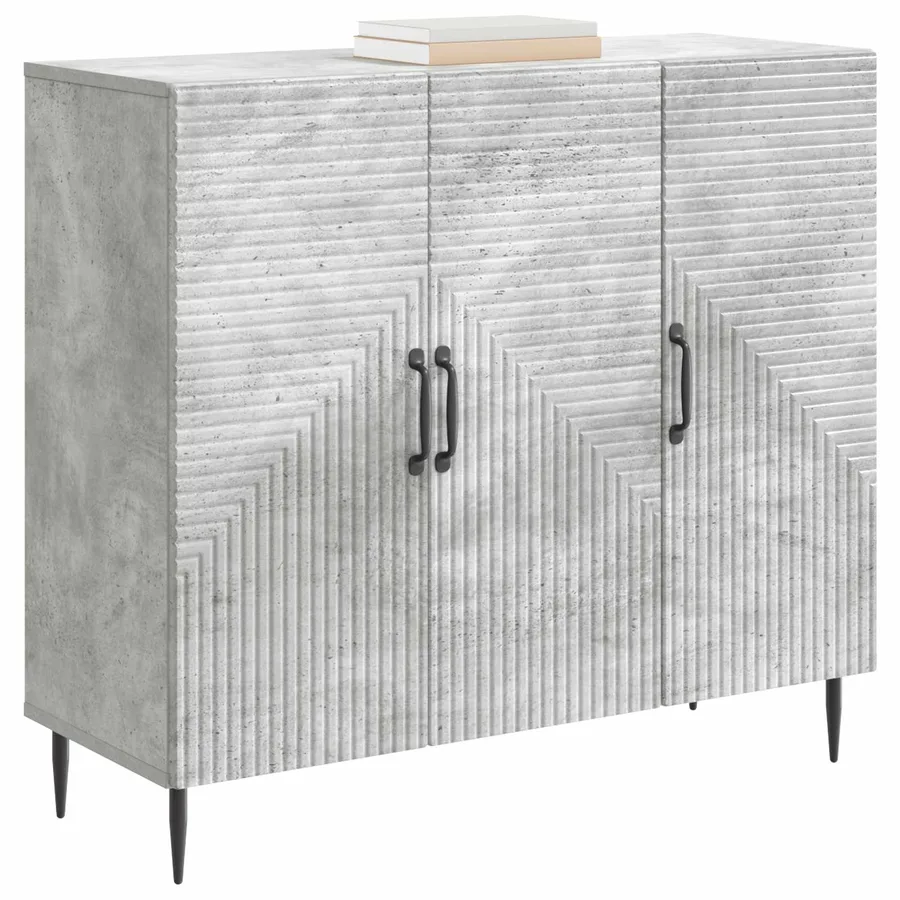 Buffet Gris béton 89 x 34,5 x 80 cm Bois d'ingénierie - 3