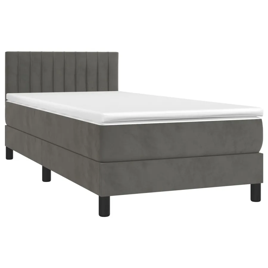 Sommier à lattes de lit et matelas Gris foncé 90x190 cm Velours - 3