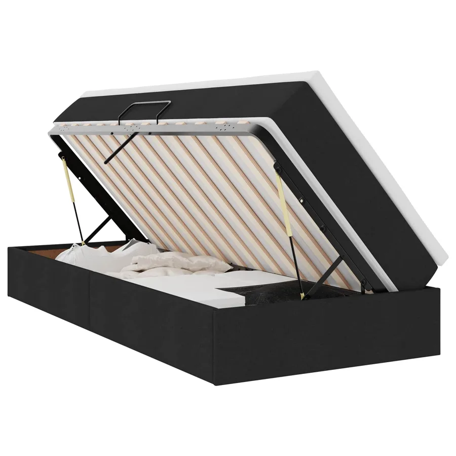 Lit avec rangement et matelas Noir 90 x 200 cm Polyester - 2