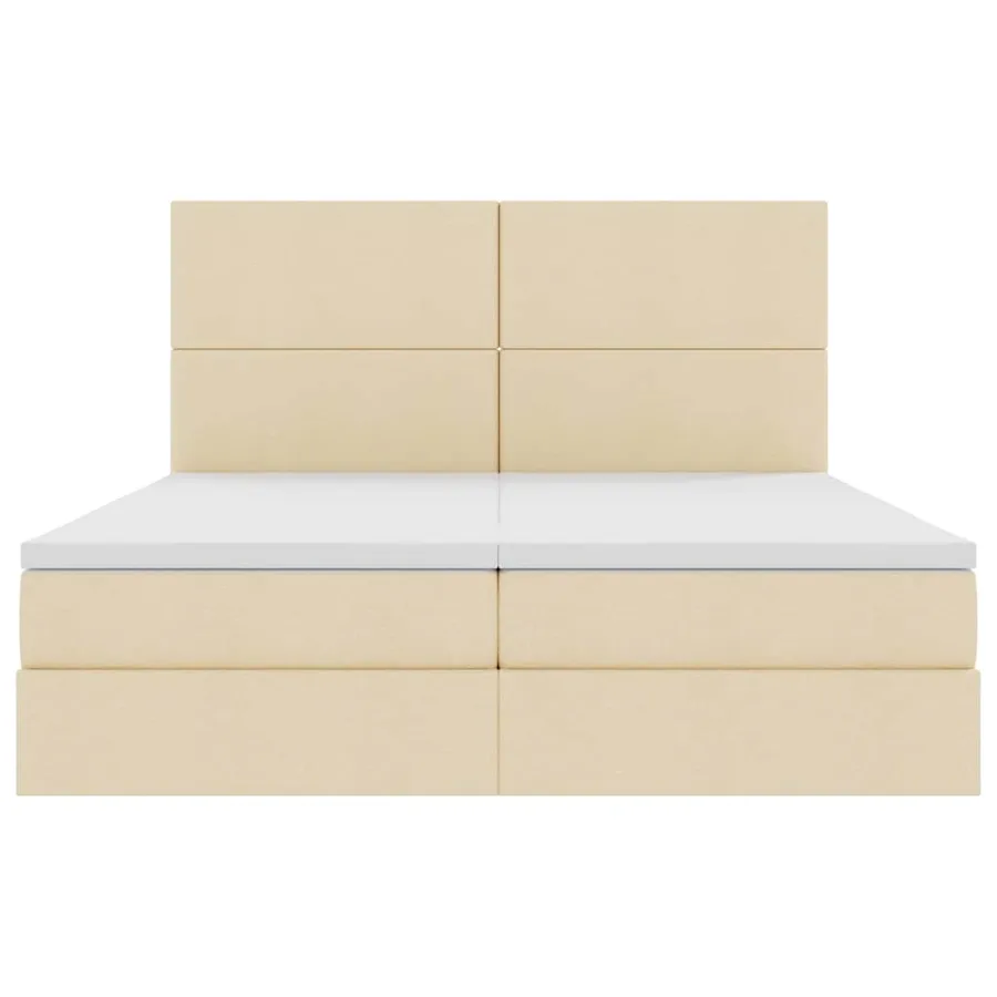 Lit de rangement LED avec matelas Crème 200 x 200 cm Tissu - 11