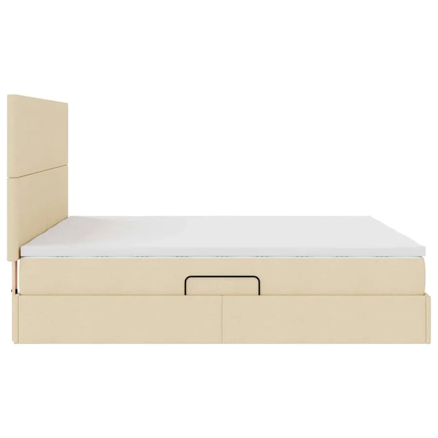 Lit de rangement LED avec matelas Crème 200 x 200 cm Tissu - 12