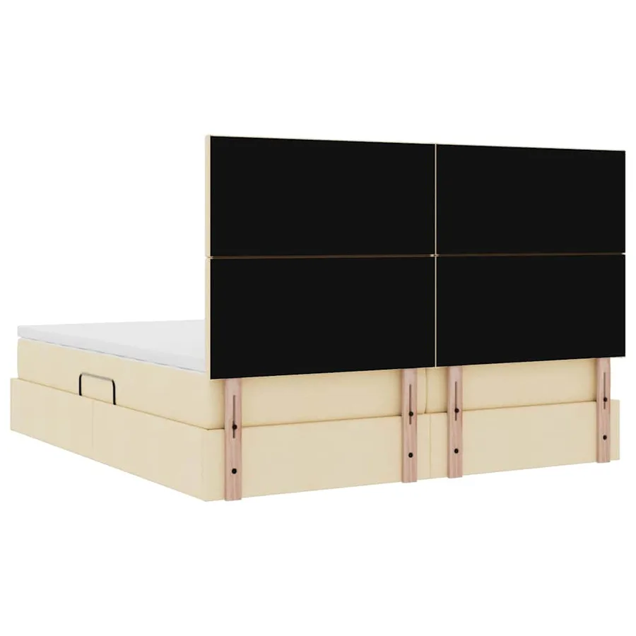 Lit de rangement LED avec matelas Crème 200 x 200 cm Tissu - 13