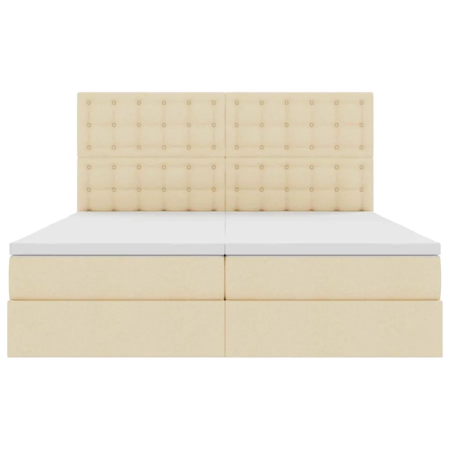 Lit de rangement LED avec matelas Crème 200 x 200 cm Tissu - 11