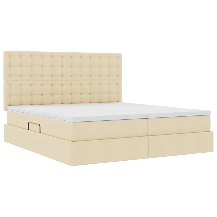 Lit de rangement LED avec matelas Crème 200 x 200 cm Tissu - 6