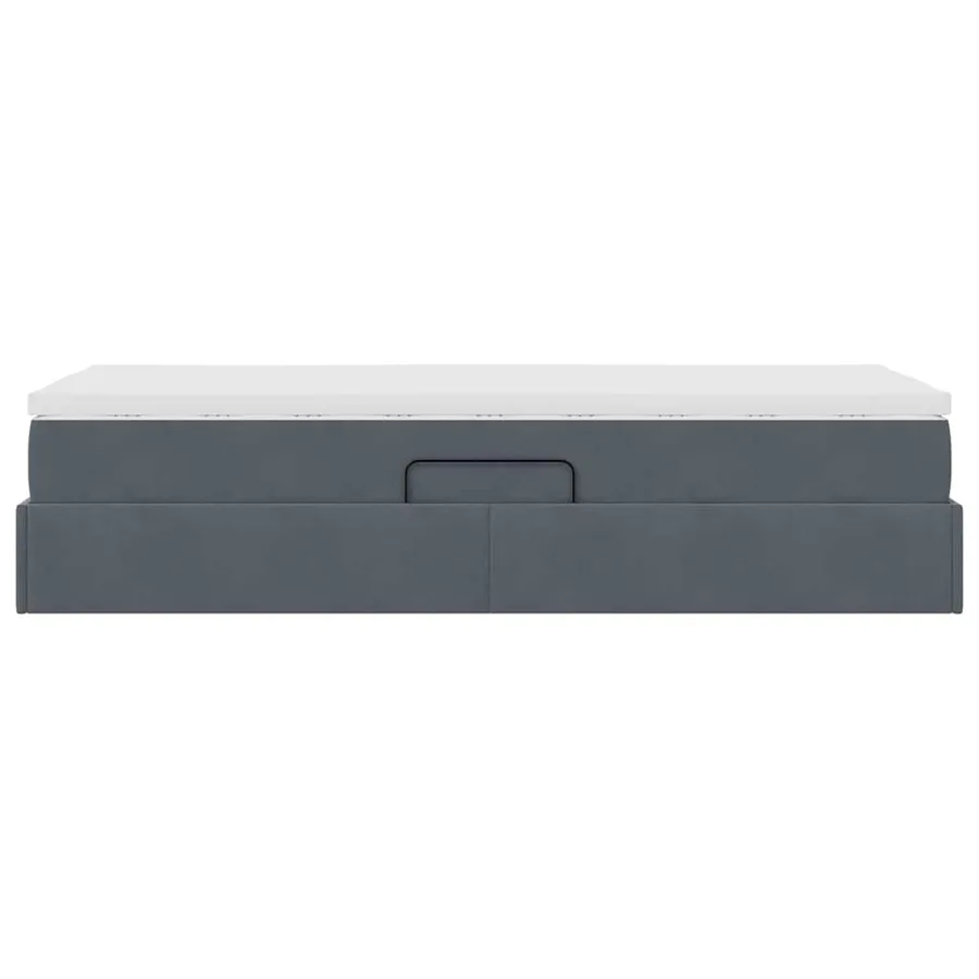 Lit avec rangement et matelas Gris foncé 100 x 200 cm Velours - 9
