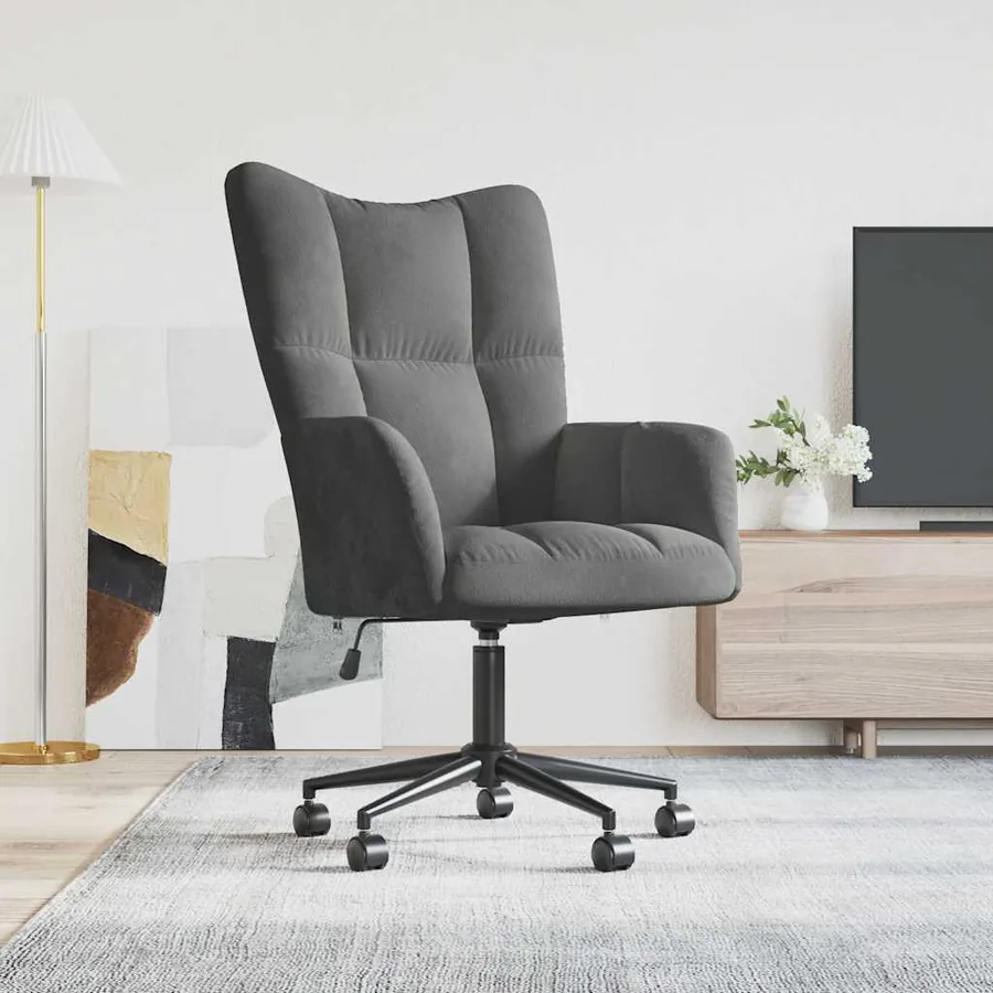 Chaise de relaxation Gris foncé Velours
