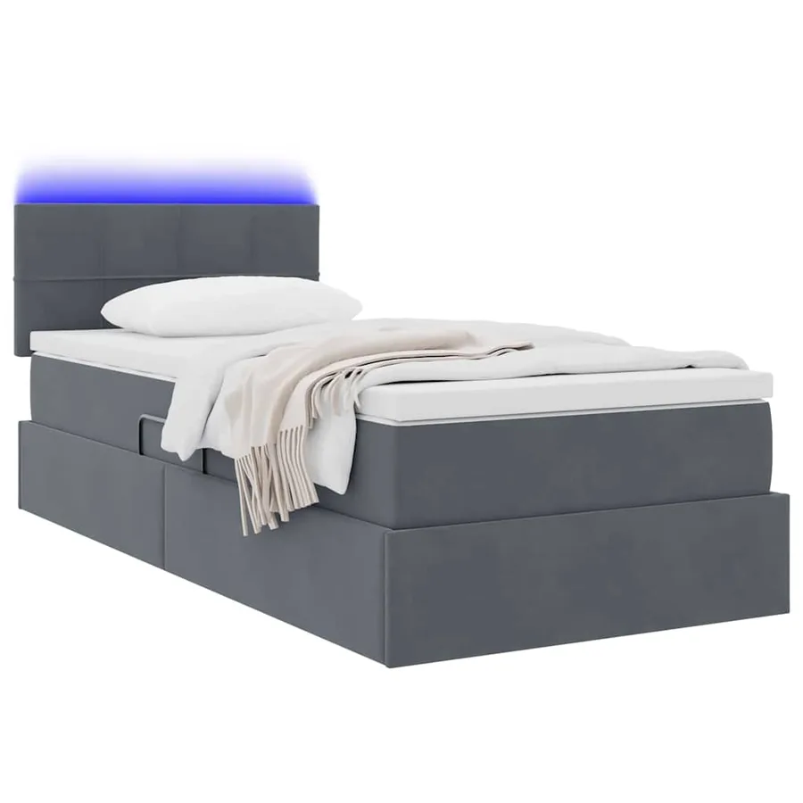 Lit de rangement LED avec matelas Gris foncé 100 x 200 cm - 3