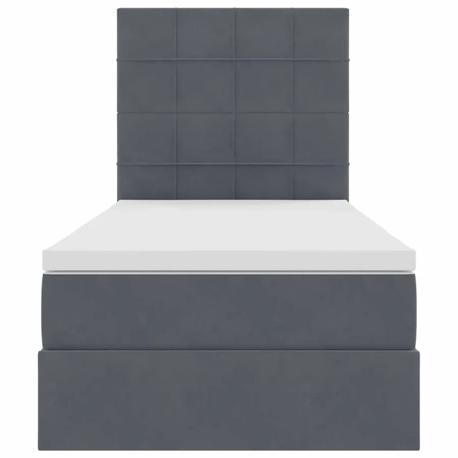 Lit avec rangement et matelas Gris foncé 100 x 200 cm Velours - 7