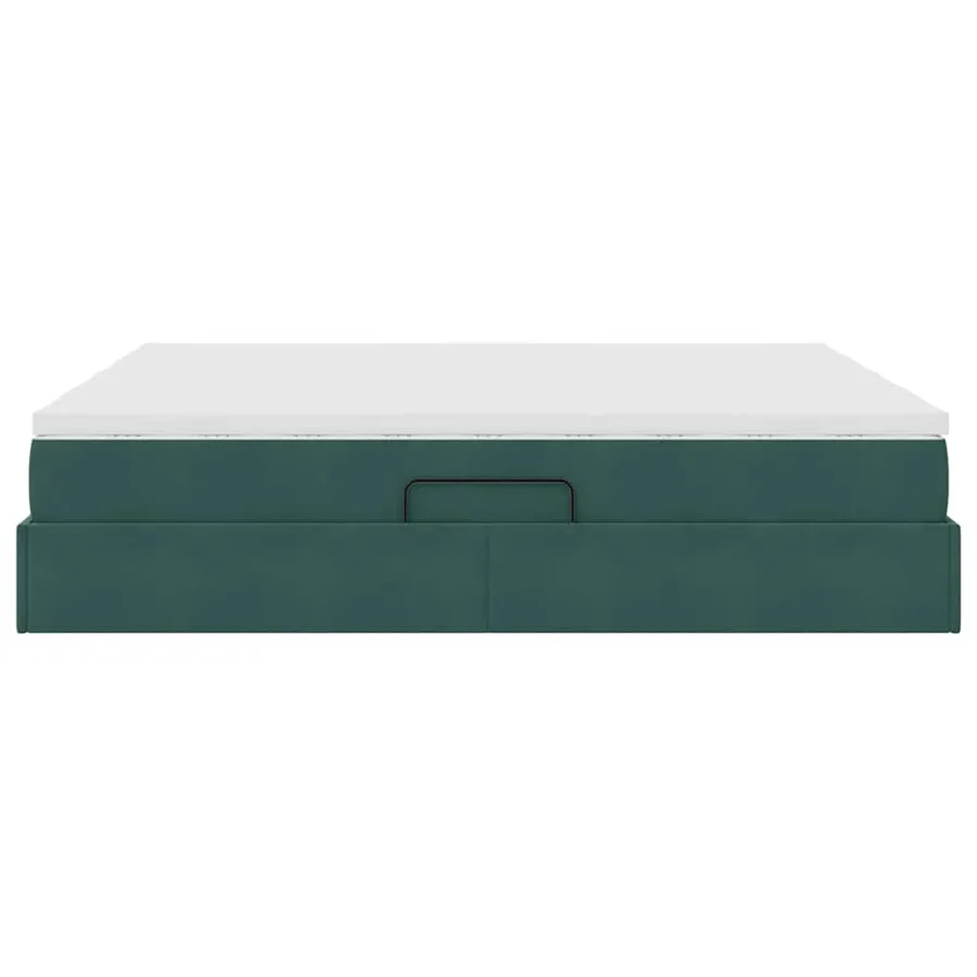 Lit avec rangement et matelas Vert foncé 200 x 200 cm Velours - 9