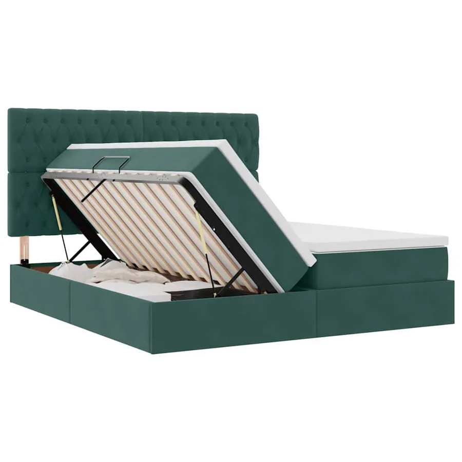 Lit de Rangement avec stockage Vert foncé 200 x 200 cm Velours - 7