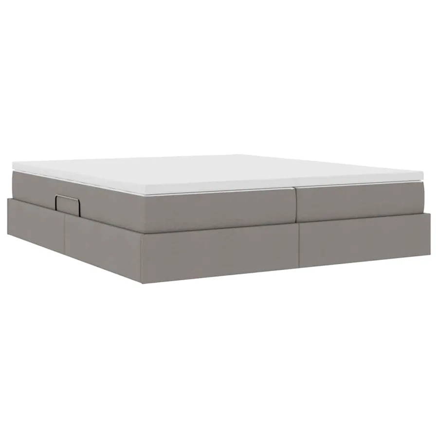 Lit avec rangement et matelas Taupe 200 x 200 cm Polyester - 10