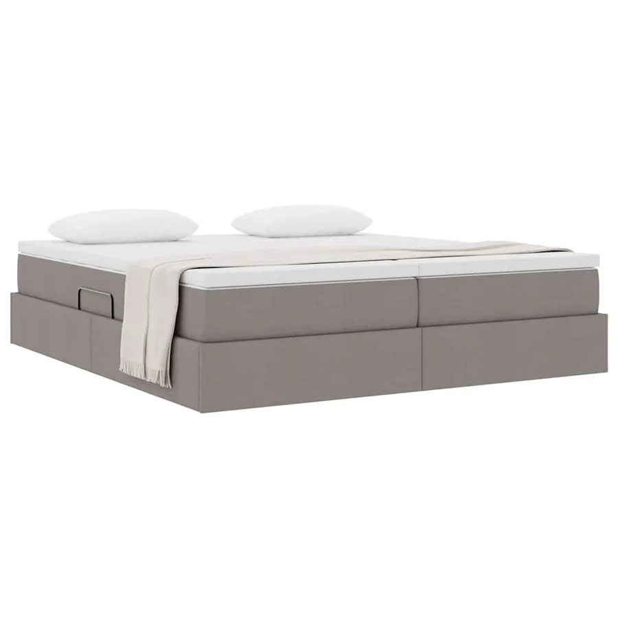Lit avec rangement et matelas Taupe 200 x 200 cm Polyester - 3