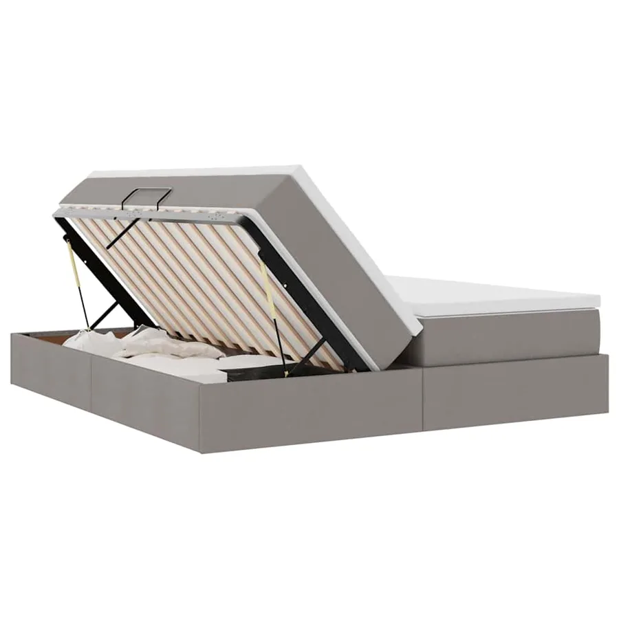 Lit avec rangement et matelas Taupe 200 x 200 cm Polyester - 7