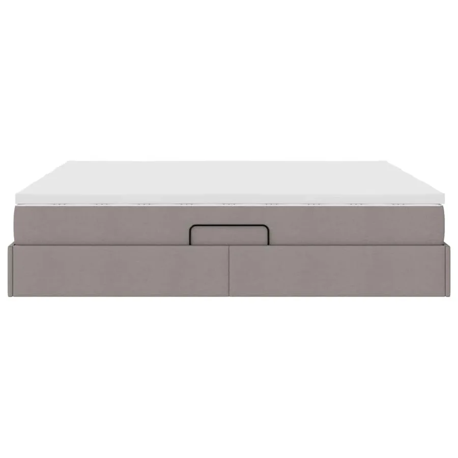 Lit avec rangement et matelas Taupe 200 x 200 cm Polyester - 9