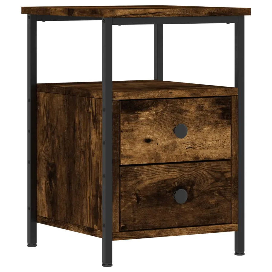 Table de chevet chêne fumé 34x35,5x50 cm bois d'ingénierie - 2
