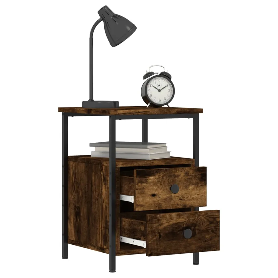 Table de chevet chêne fumé 34x35,5x50 cm bois d'ingénierie - 4
