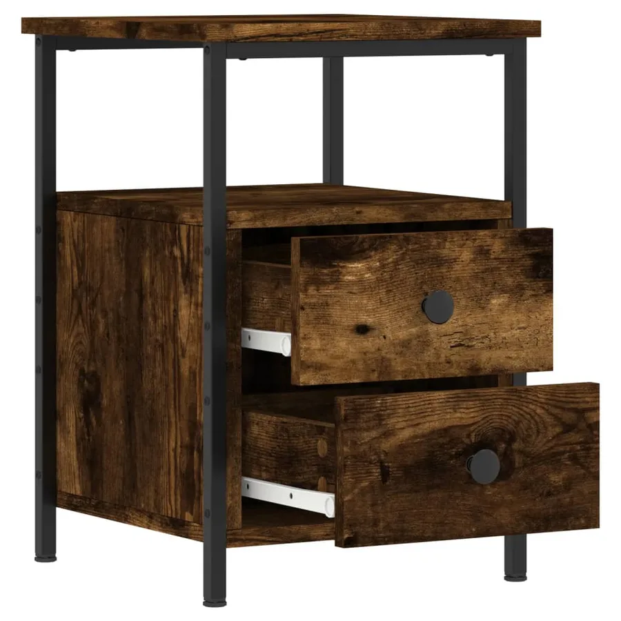 Table de chevet chêne fumé 34x35,5x50 cm bois d'ingénierie - 6