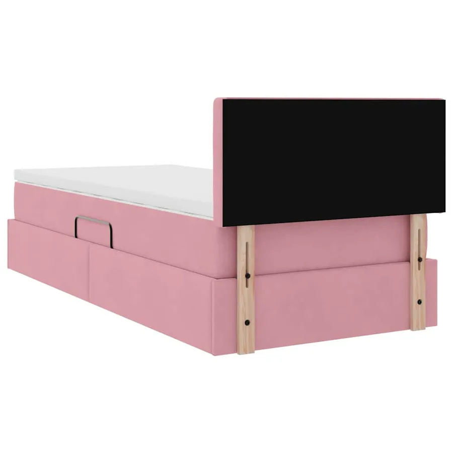 Lit de Rangement avec matelas Rose 100 x 200 cm Velours - 11