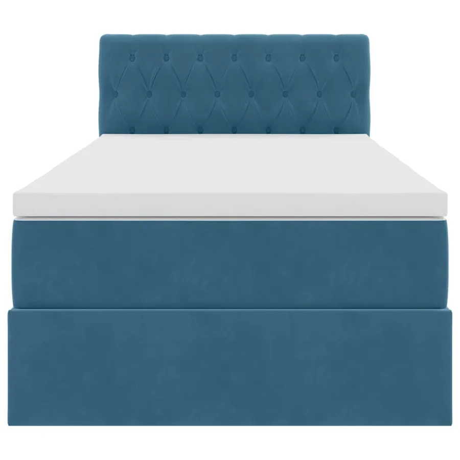Lit de Rangement avec matelas Bleu foncé 100 x 200 cm Velours - 7