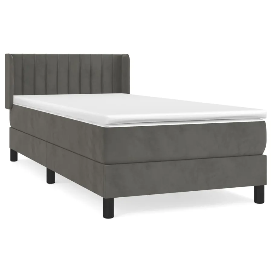 Sommier à lattes de lit et matelas Gris foncé 90x190 cm Velours - 2