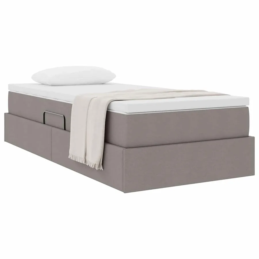 Lit avec rangement et matelas Taupe 100 x 200 cm Polyester - 3