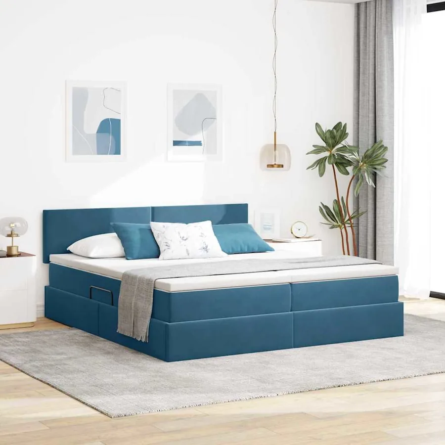 Lit de Rangement avec matelas Bleu foncé 100 x 200 cm