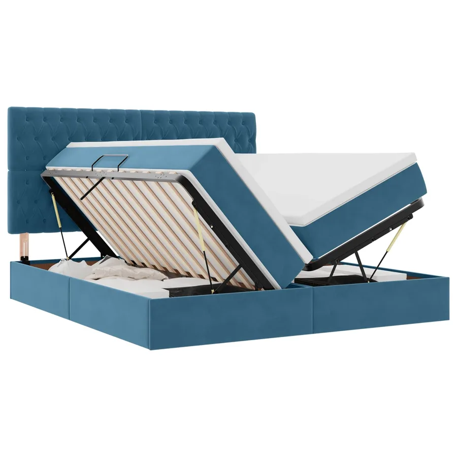 Lit de rangement LED avec matelas Bleu foncé 200 x 200 cm - 2