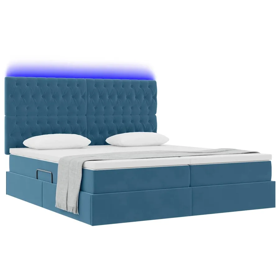 Lit de rangement LED avec matelas Bleu foncé 200 x 200 cm - 3