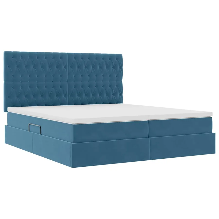 Lit de rangement LED avec matelas Bleu foncé 200 x 200 cm - 6