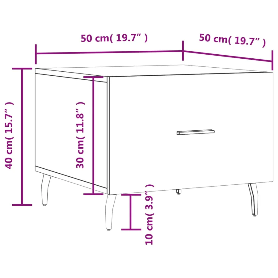Table basse blanc 50x50x40 cm bois d'ingénierie - 12