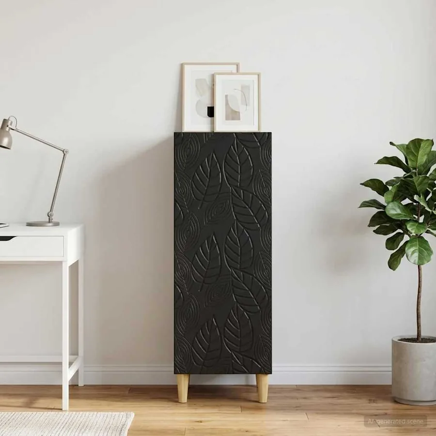 Buffet Noir 33 x 34,5 x 90 cm Bois d'ingénierie