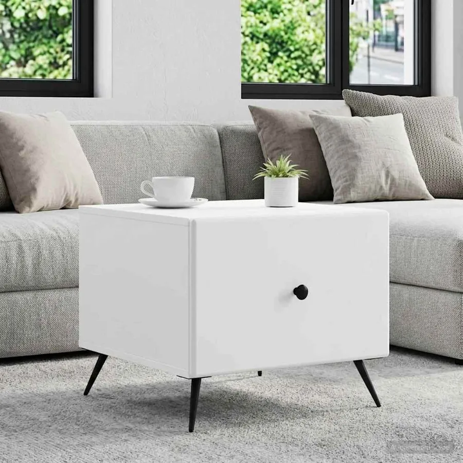 Table basse avec tiroir Blanc 49 x 50 x 40 cm Bois d'ingénierie